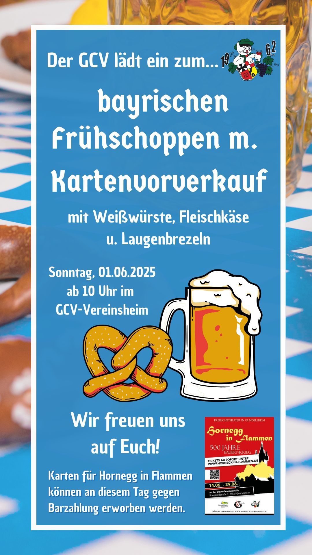 Einladung zum Frühschoppen am 01.06.2025 mit bayrischen Frühstück